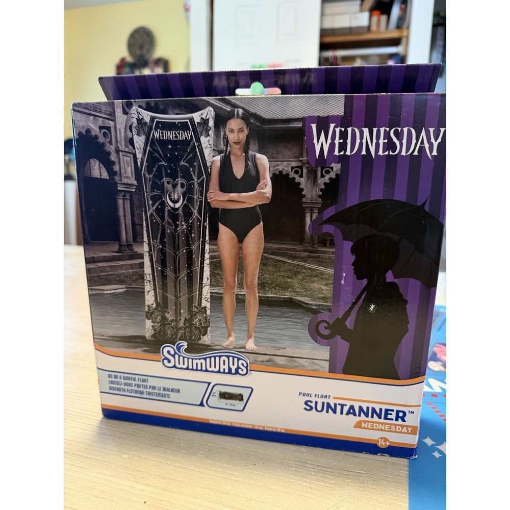 Swimways Wednesday Suntanner Pool Float Coffin Shape Over 5.8 Feet Long New